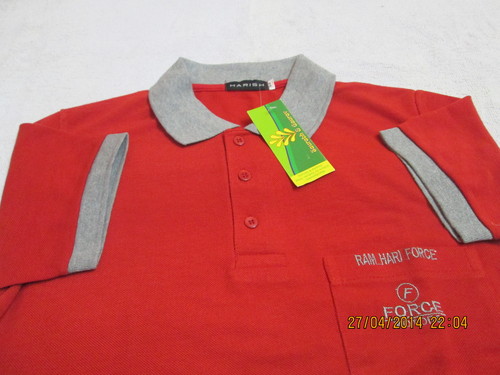 T-Shirt - Cotton, Medium, Red | Polo Collar, Soft Fabric, Classic Style, Durable, Comfortable, Stylish, Breathable, Pocket, Short Sleeve, 150g