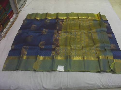 Silk Sarees - Pure Silk 5.5 Meters Blue, Floral Design | Elegant Look, Soft Texture, Jacquard Weave