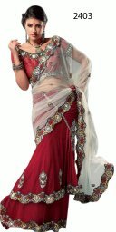 Embroidered Net Lehenga Saree