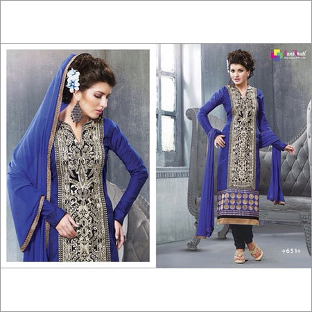 Embroidered Chanderi Suit