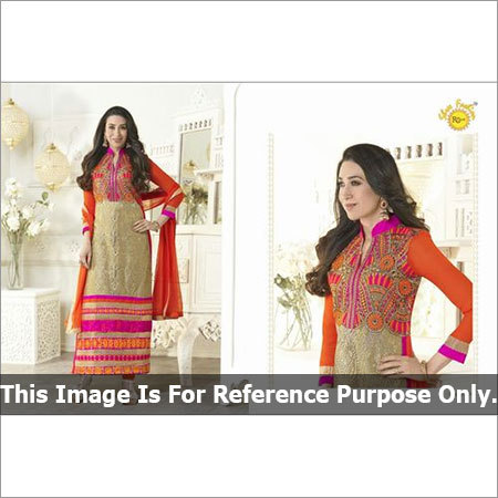 Karishma Kapoor Vol NO-2 - Georgette Orange & White, Fancy Embroidery | Long Elegant Salwar Suit