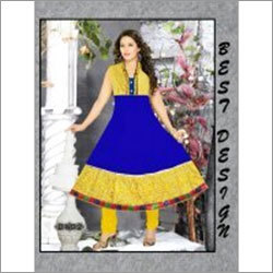 WOMEN KURTI - Cotton Blend, 45 Inch, Blue | Stylish Design, Comfortable Fit, Round Neck, Sleeveless