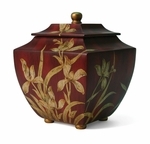 burgundy hand painted orchid cremation urn