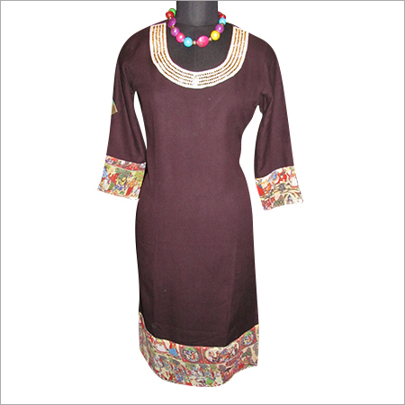 Embroidered Neck Woolen Kurtis