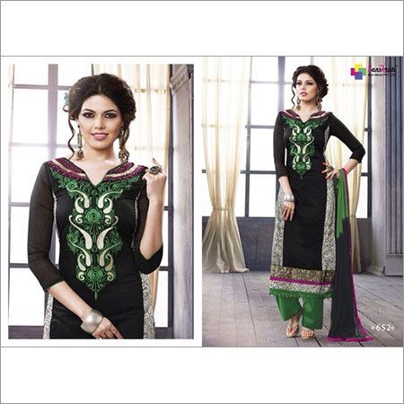 embroidered chanderi suit - SAJDA