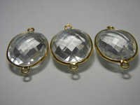 A lot of 30 Piece of Crystal Quartz Gold Plated Sterling Silver Gemstone Connectors