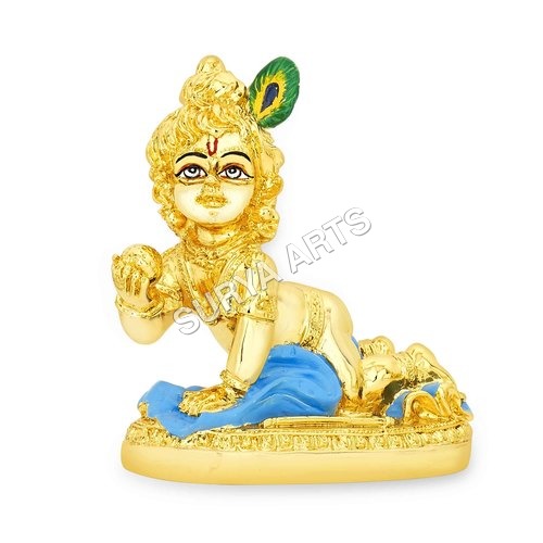 Gold Plated Krishna Statue