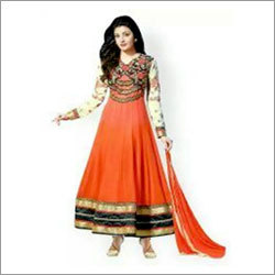 Anarkali Salwar - Soft Silk, 54 Inches, Orange | Intricate Embroidery, Elegant Look, Comfortable Fit