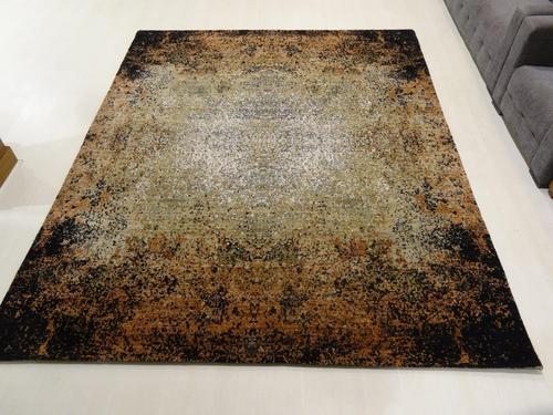 Hand Knotted Floor Carpets - Wool/Silk Blend Customizable Size Brown | Soft Texture Tear Resistant Easy Wash