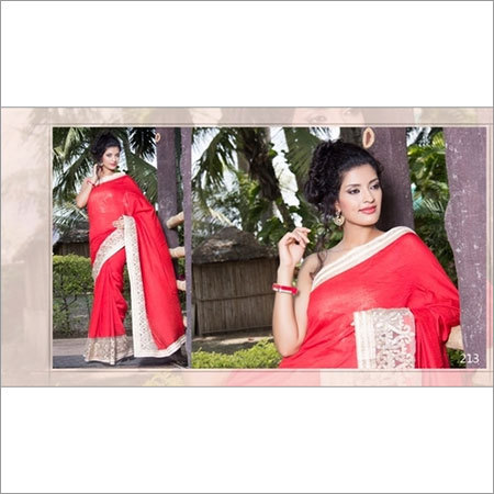 Fancy Sarees - Silk 5.5m x 1.1m, Red | Embroidered, Elegant Design, Comfortable Wear