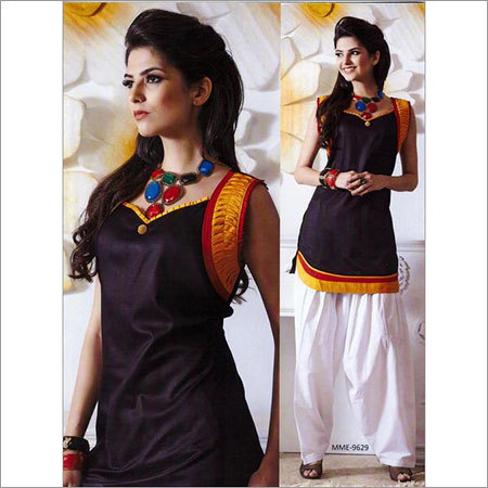Designer Printed Kurtis - Cotton Silk, 36 Inches, Black | Stylish Design, Vibrant Colors, Party Wear, Sleeveless
