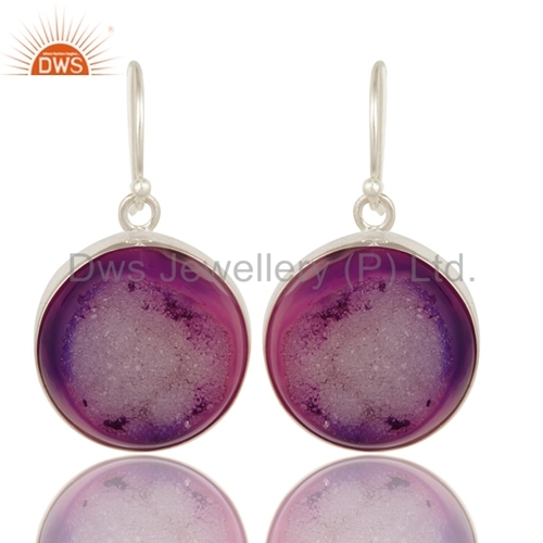 Natural Druzy Gemstone Earring Jewelry Metal Purity: 925