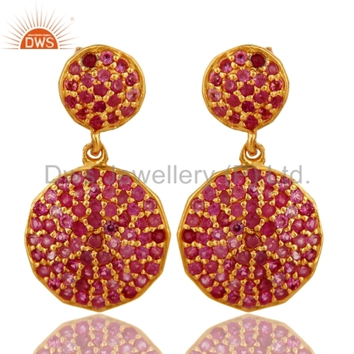 Gold Plated Silver Ruby Earrings