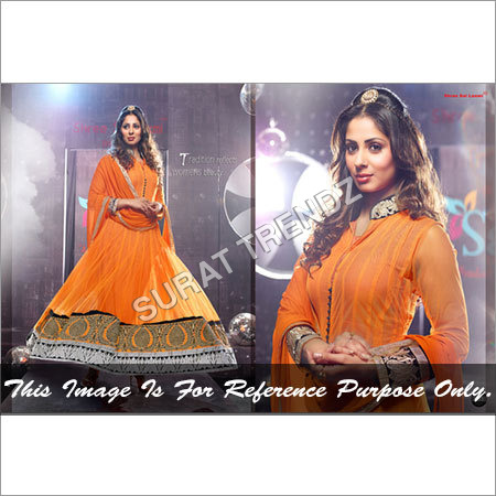 Anarkali Suits - Silky Net & Georgette Top, Santoon 2.5m Bottom, Orange | Elegant Design, Comfortable Fit, Unique Patterns, Versatile Style