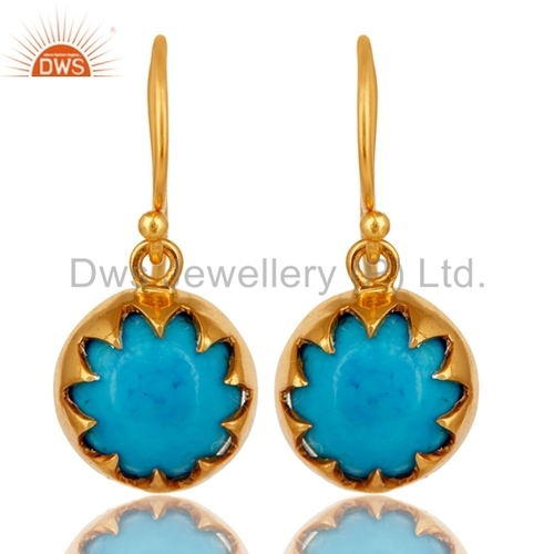 Turquoise Gold Plated Sterling Silver Earrings