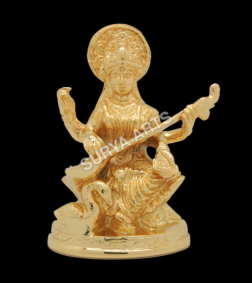 Pure Gold Plated Saraswati Idol
