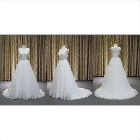 Strapless Flower Beading Wedding Dress