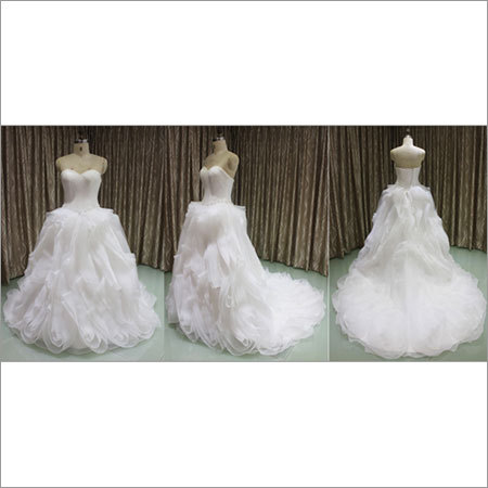 Pleated Tulle Wedding Gown