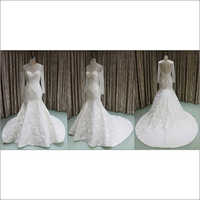 Silver Lace Embroidery Wedding Dress 