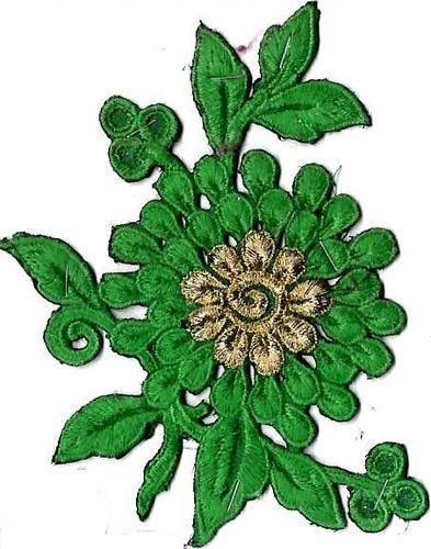 DESIGNER EMBROIDERY BUTTA - Laila Silk 6" Green, Washable, Intricate Detail, Versatile Use