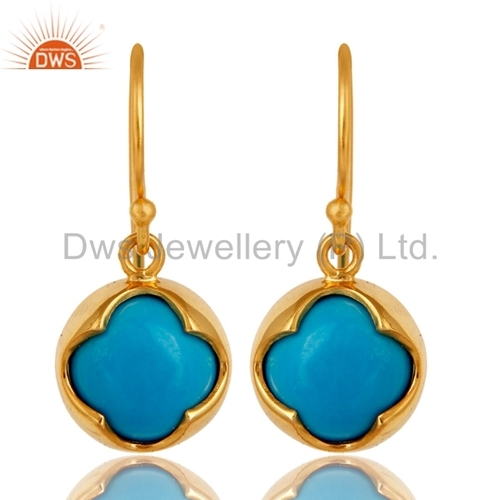 Gold Plated Silver Turquoise Earrings