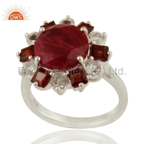 925 Silver Multi Gemstone Cocktail Rings Size: 5-10 Us Size