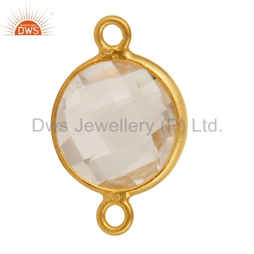 Crystal Quartz Gemstone Gold Plated Connectors