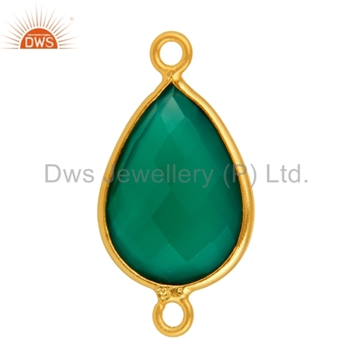 Green Onyx Bezel Set Connectors
