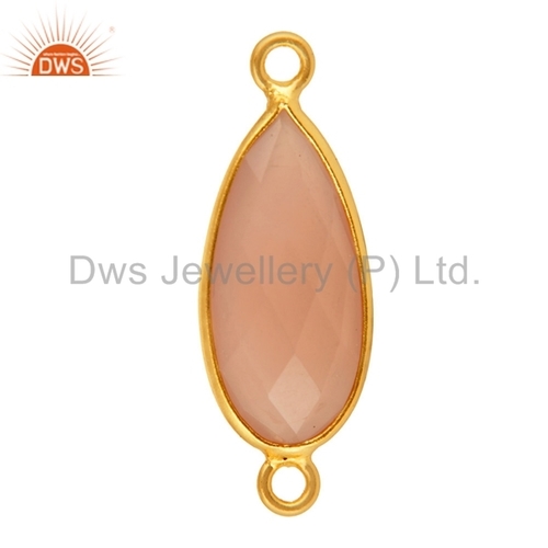 Rose Chalcedony Bezel Set Connectors