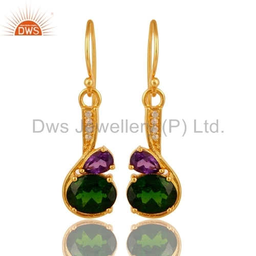 Amethyst Gemstone Silver Earrings