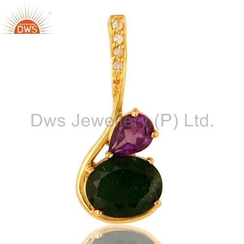 Amethyst & Chrome Dispose Silver Pendant