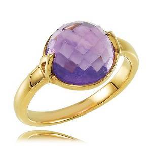 Amethyst Gemstone Ring- Vermeil Gold