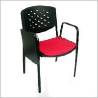 Prisma Visitor Chair - Plastic & Metal, Seat Height 45 cm, Black | Comfortable Seating, Durable Design, Easy Assembly
