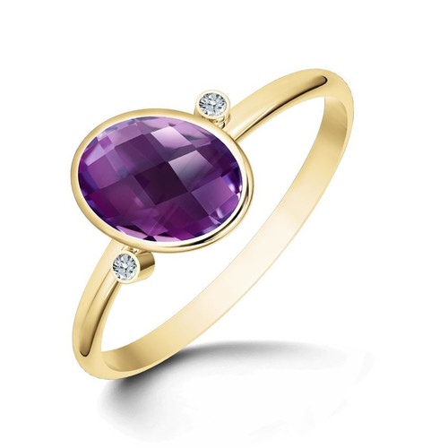 Amethyst Gemstone Ring- Vermeil Gold