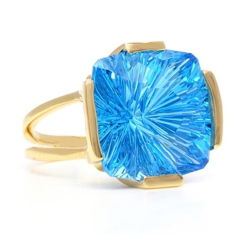 Blue Topaz  Gemstone Ring-  Vermeil Gold