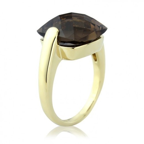 Smoky Topaz Gemstone Ring-  Vermeil Gold