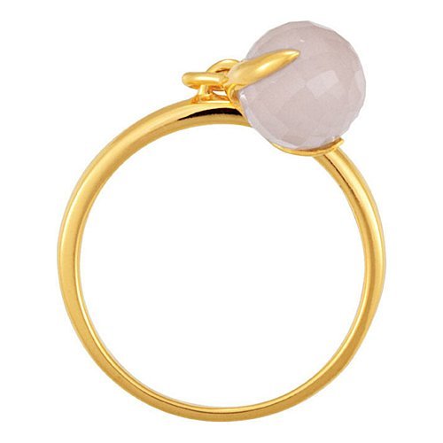 Pink Chalcedony Gemstone Ring - Vermeil Gold 925 Silver, Size 6-8 | Elegant Design, Fine Craftsmanship