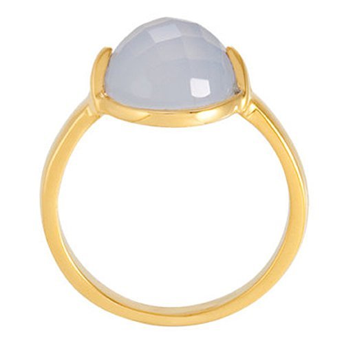 Aqua Chalcedony Gemstone Ring- Vermeil Gold