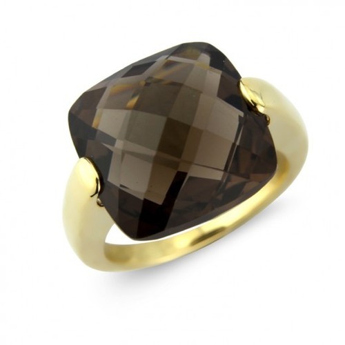 Smoky Topaz Gemstone Ring- Vermeil Gold