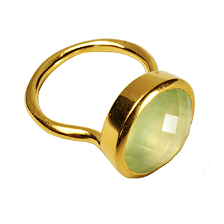 Prehnite Gemstone Ring - 18k Vermeil Gold, Size 7-9, Bezel Set | Elegant Design, Certificate of Guarantee, 14-Day Return