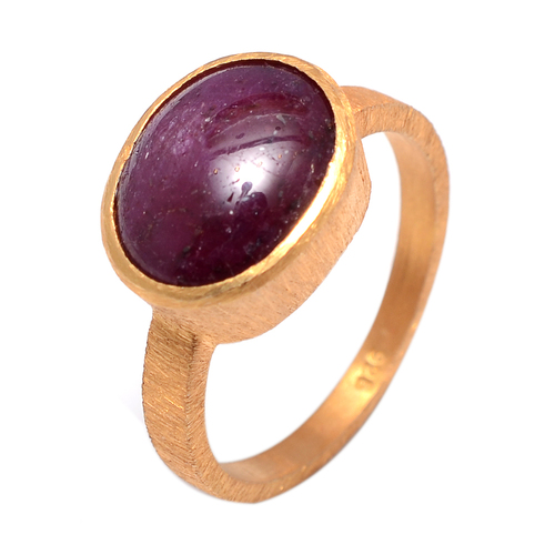 Dyed Ruby Gemstone Ring- Vermeil Gold