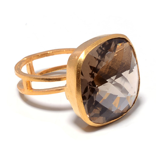 Smoky Topaz Gemstone Ring- vermeil Gold