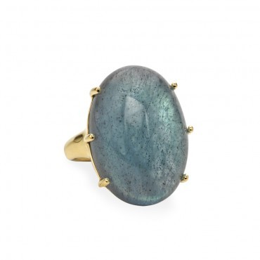 लैब्राडोराइट जेमस्टोन रिंग- वर्मील गोल्ड