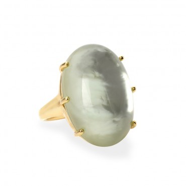 Aqua Chalcedony Gemstone Ring- Vermeil Gold