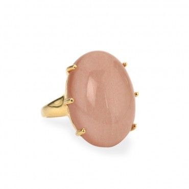pink Chalcedony Gemstone Ring- Vermeil Gold