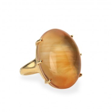 Tiger Eye Gemstone Ring - 18k Vermeil Gold, Cabochon Cut | Elegant Design, Money-Back Guarantee