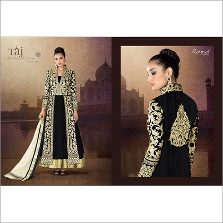 New Anarkali Dresses - Semi Georgette, Floor Length, Black, Heavy Thread & Stone Work | Elegant Design, Intricate Embroidery, Comfortable Fit