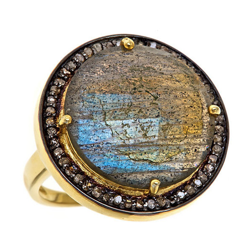 Labradorite Gemstone Ring- Vermeil Gold