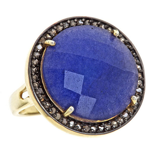 Tanzanite & Cubic Zirconia Gemstone Ring - 14K Vermeil Gold, Bezel Setting | Elegant Design, Money-Back Guarantee