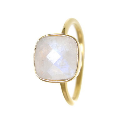 Aqua Chalcedony Gemstone Ring - 14K Vermeil Gold, Bezel Setting | Elegant Design, Gemstone Accent, Variable Size